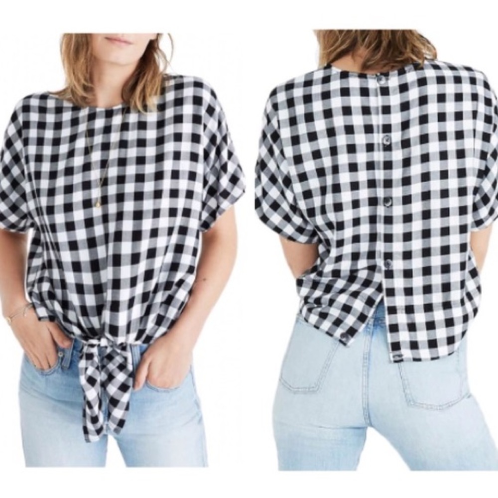 MADEWELL Buffalo Check Buffon Back Tie Top